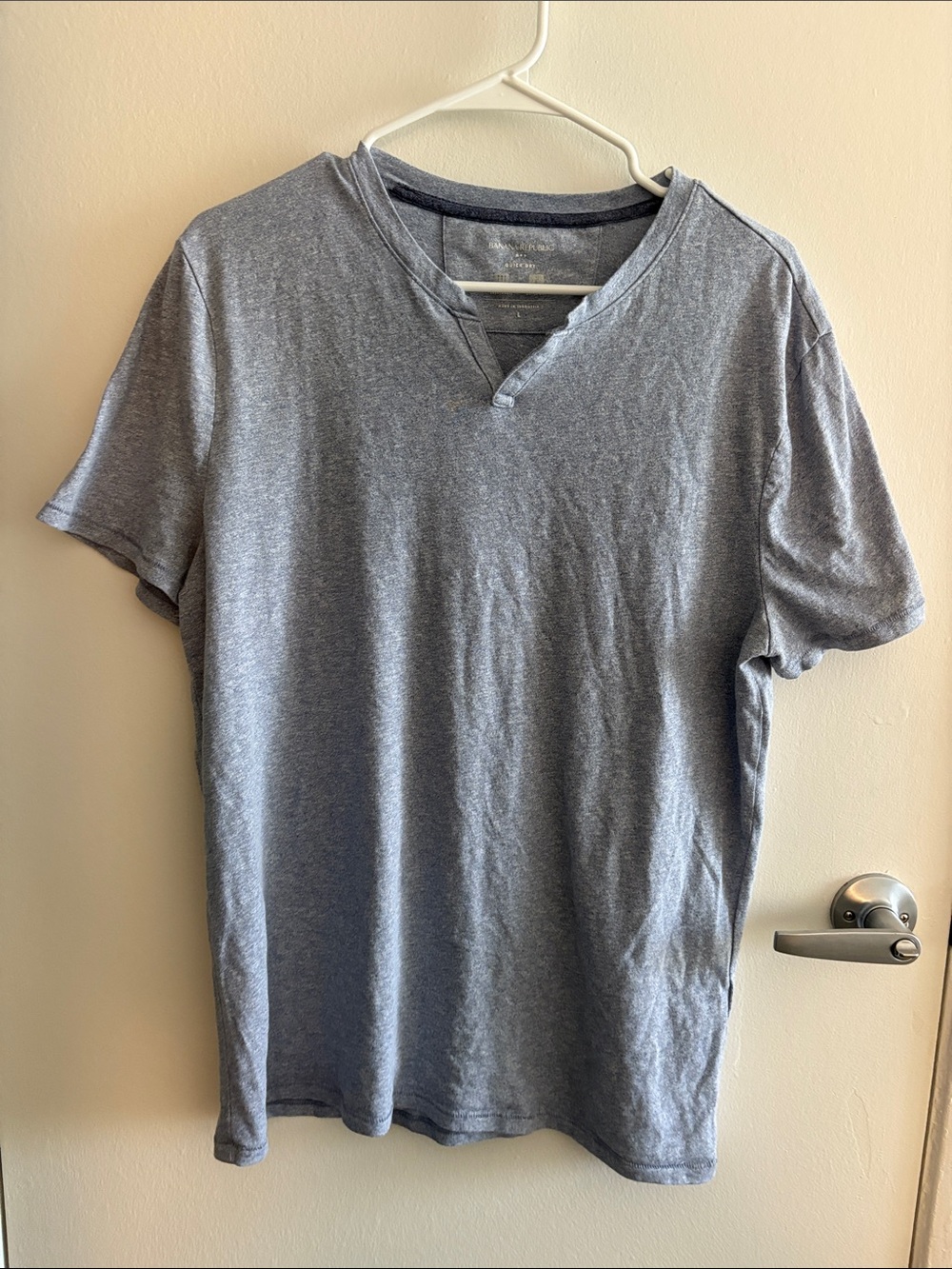 Men's Heather Gray Blue Short-Sleeve V-Notch Tee